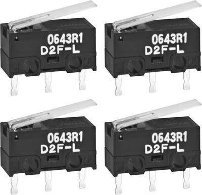 D2F L 3 Pin Basic Limit Switch SPDT 1.47N Hinge Lever Subminiature, 3A 125V