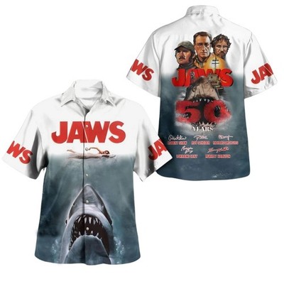 Jaws Shark 50 Years Hawaiian Shirt