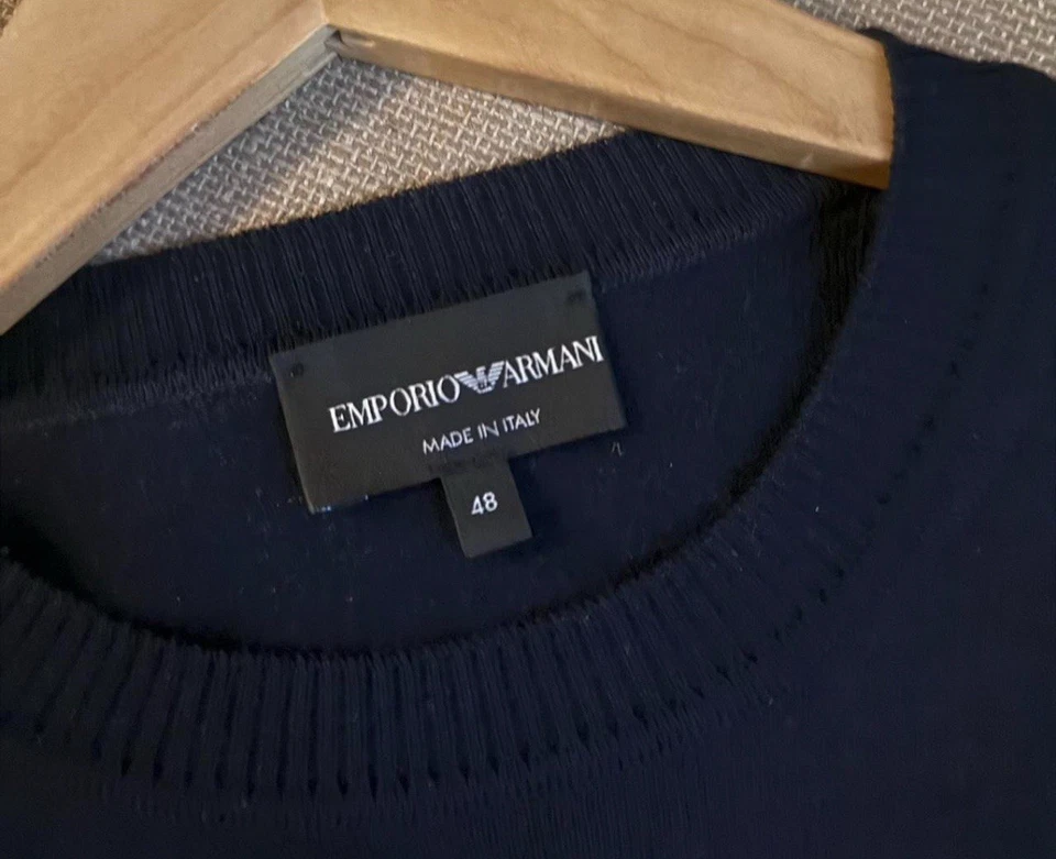 Emporio Armani Navy Knit Wool Sweater Medium - Image 2 of 3
