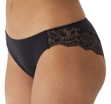 MAIDENFORM 3 pk Comfort Devotion Black Rose Gold Lace Back Tanga Panty Womens M