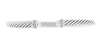 David Yurman Sterlingsilber Kabel 5 mm Diamanten Akzente Kuppel klein