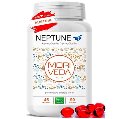 MoriVeda NEPTUNE Krillöl Kapseln I Omega 3,6,9 Astaxanthin I 1x90 Kapseln