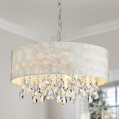 AGV LIGHTING CH020 Capiz Shell Chandeliers, Modern K9 Crystal Pendant Light Fixt