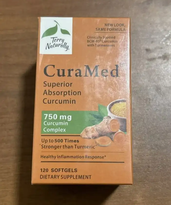 #ad Terry Naturally CuraMed Softgels 750mg 120 Count Exp 07 2026 $31.99