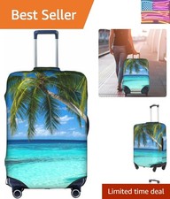Tropical Beach Palm Tree Luggage Cover, Washable Elastic Baggage Protector - ...