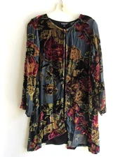 CITRON Santa Monica Womans Tunic Burn out Velvet SZ Small Cover Up Lagenlook