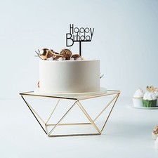 12" Gold Clear Metal Glass Geometric Cake Stand Wedding Party Events Decorations