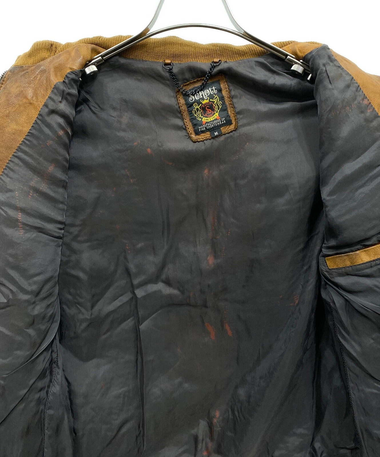 Schott Leather Jacket Men's Size M Brown image 4