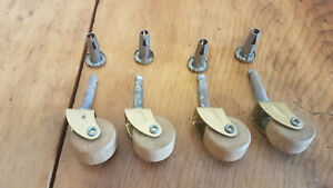 Set of 4 Replacement Wooden Dresser Wheels Casters Rollers Lt Brown Reproduction