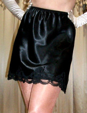 Vtg Farr West Style Black Satin Half Slip 3X