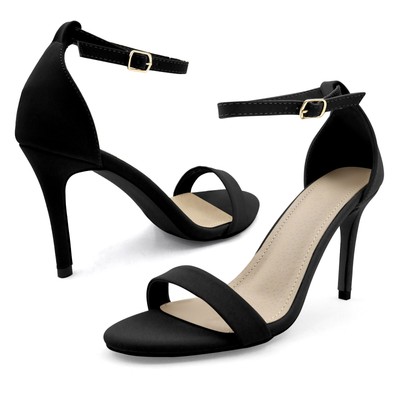 Glaze Women Nubuck Ankle Strap 3.5 Inch High Heels with Buckle