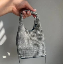 Rhinestone Mesh Bag Party Crystal Clutch Bag Evening Cocktail Prom Wedding Purse