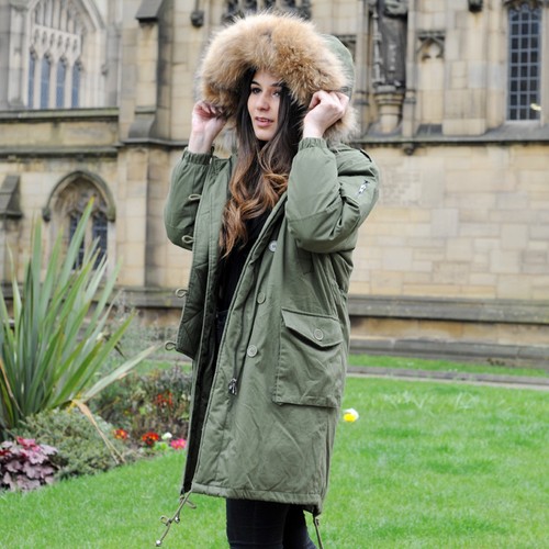 Down Filled Parka with Raccoon Fur Hood 