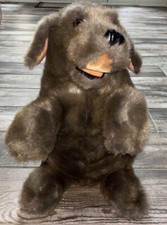 Folkmanis FolkTails Sitting Brown Puppy Dog Plush Hand Puppet Furry Folk