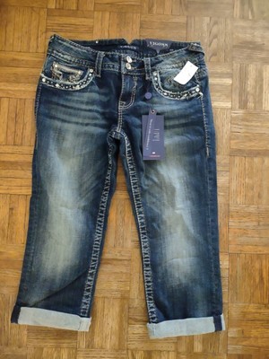 KO3 Virgoss  The New York Capri Embellished Jeans Blue Junior Size 5/6