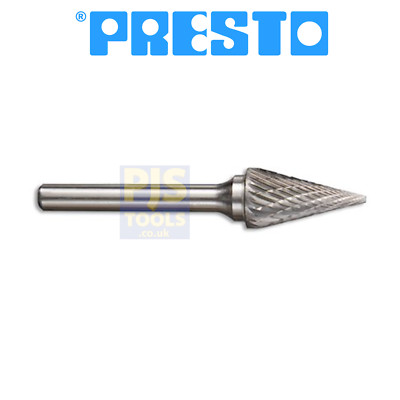 Presto 3/8 Zoll 9,53 mm x 16 mm Kegelform Hartmetallfrässtift 6 mm Schaft
