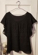 Women's Black Lace Short Sleeve Shirt