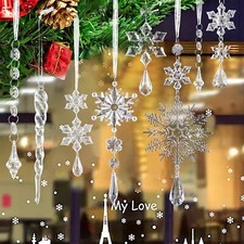 CCINEE 32pcs Crystal Hanging Ornaments, Acrylic Snowflakes Decorations for Va...