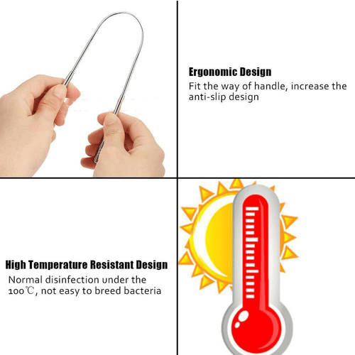 Raspador de lengua acero inoxidable, limpiador de metal de lengua, cuidado oral dental - Imagen 6 de 8