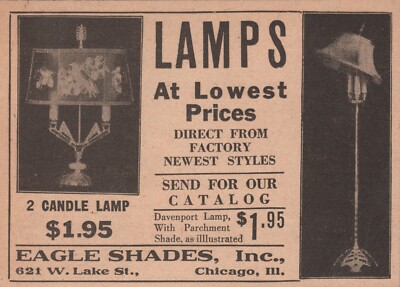 1931 Vintage EAGLE SHADES Lamps Lighting Fixtures Carnival Fair Print Ad