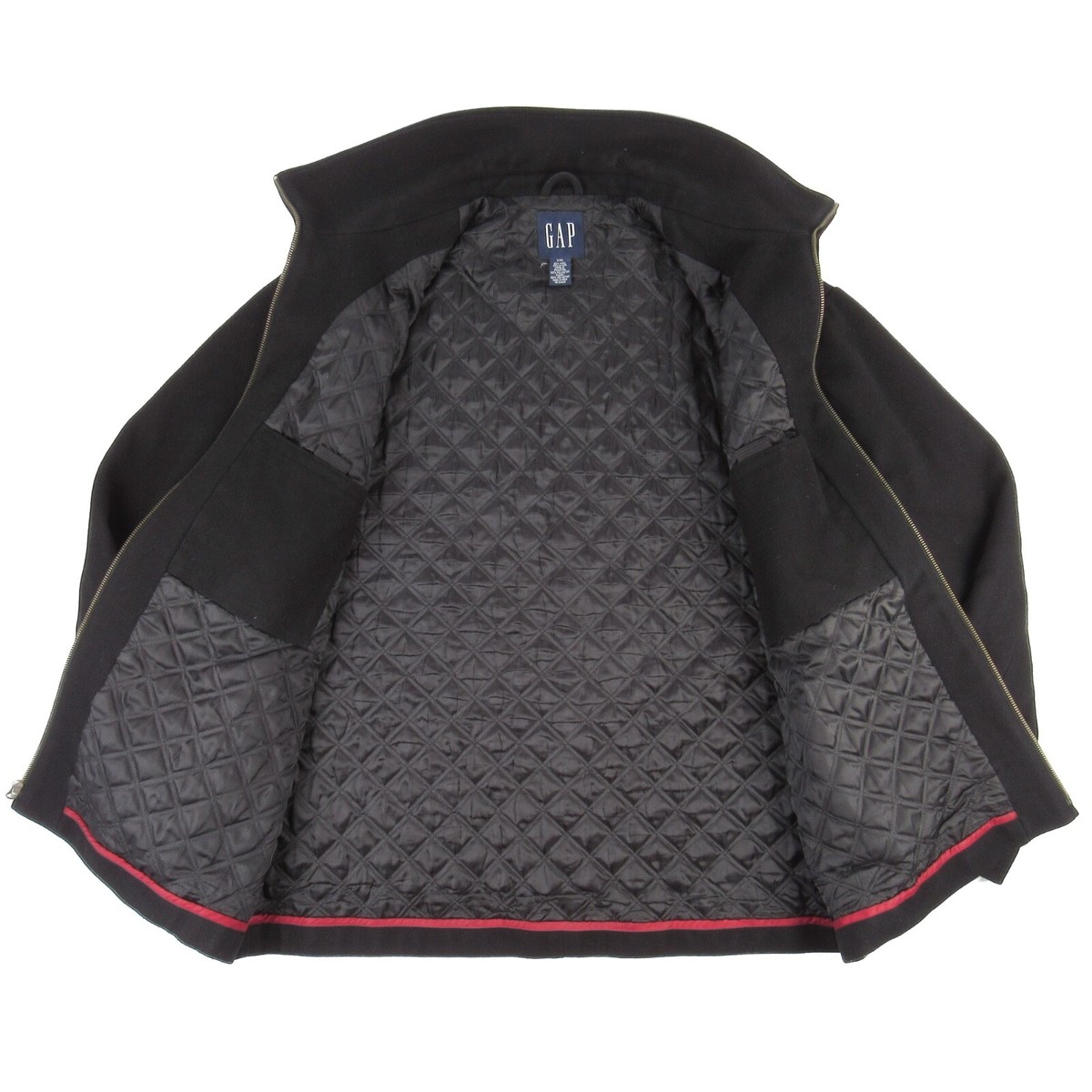 Gap Wool Full Zip Y2K Coat Jacket Men's 2XL Black Chore Barn Quilt