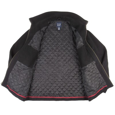 Gap Wool Full Zip Y2K Coat Jacket Men's 2XL Black Chore Barn Quilt