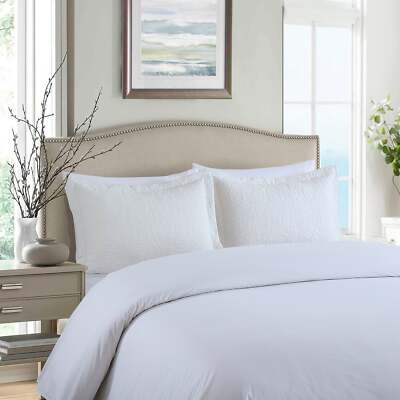 2PCS Embroidered Queen Decorative Microfiber Pillow Shams Set Standard Size