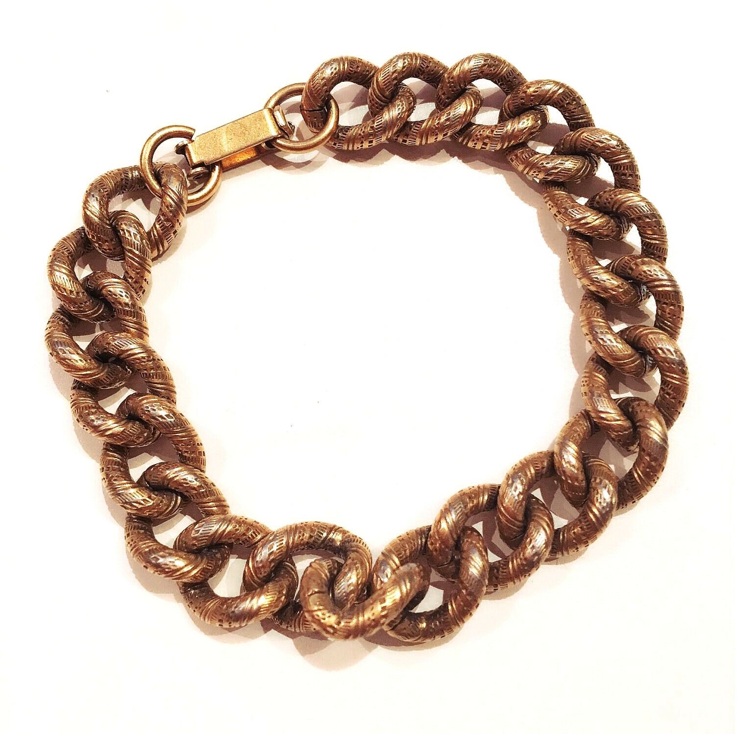VINTAGE JEWELRY - 1980s Chunky Heavy Chain Link Gold Plated Cuff Bracelet