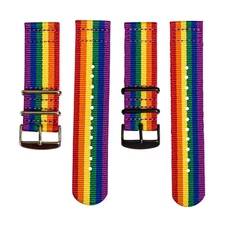 2 Piece Classic Ballistic Pride Rainbow Nylon Replacement Watch Strap Band