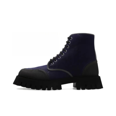 Gucci Canvas Lace Up Boot Maxi Gg Men's Navy Blue 699970 UKOF0 4549