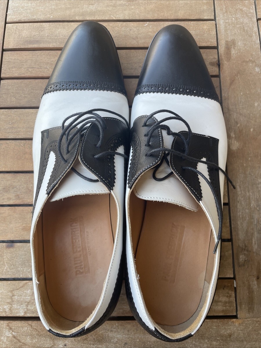Paul Fredrick Mens Shoes Size 13 White With Black Cap Toe 