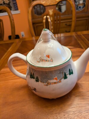 7'' Silent Night Sango Christmas Winter Teapot And Lid