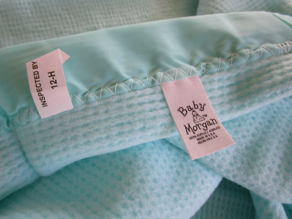 Manta de bebé vintage Baby Morgan Aqua térmica acrílico tejido gofre 36x50 NYLON 3 Foto 2 de 4