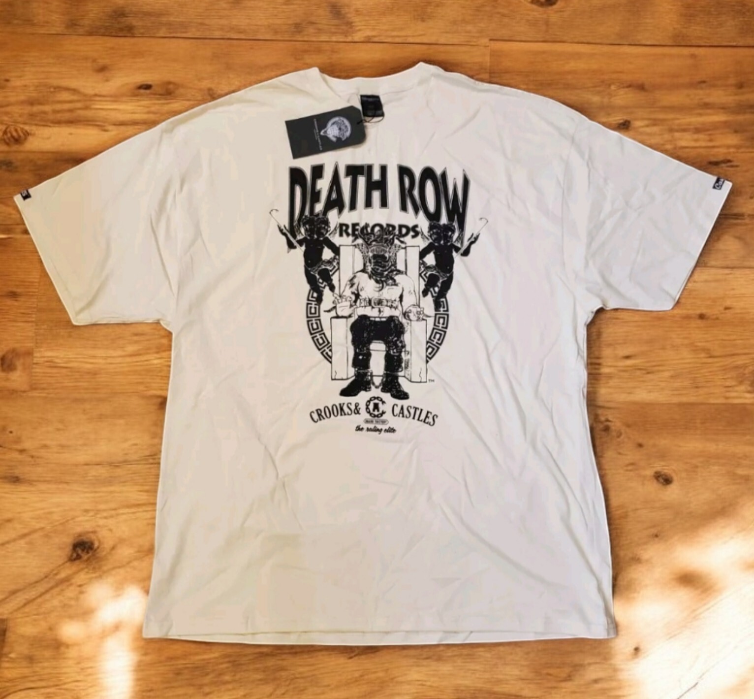 FILA T shirt Crooks & Castles da uomo 2XL Death Row Records grafica core marrone nuova con etichette