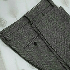 Trousers for Men Gray Herringbone Men Trousers Wool Tweed PantsGentlemanTrousers