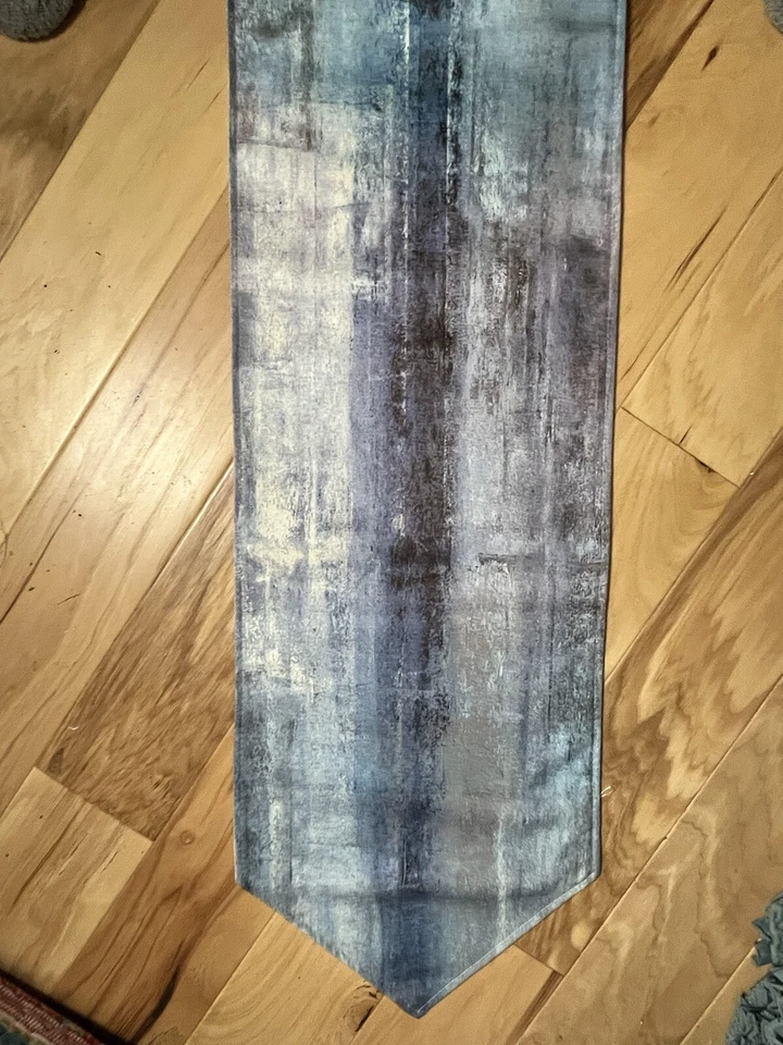 Table Runner 70" X 13" Shades of Blue Pointed ends Lined Poly Blend - Image 4 of 4