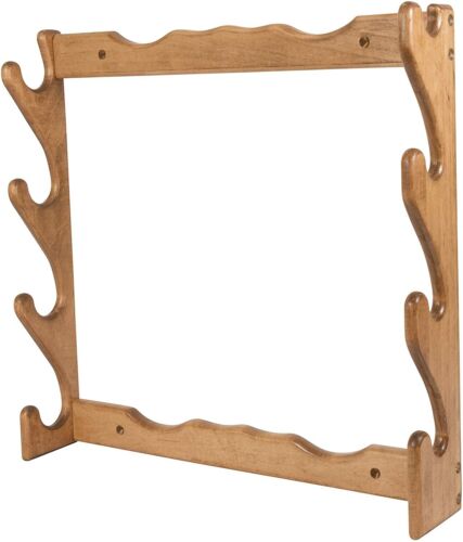 Rifle Rack Wall Display Hunting Trophy Room Hanging Gun Storage Wood Finish Hunt - Picture 2 of 3