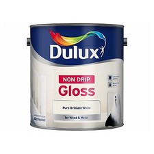 Dulux Non Drip Pure Brilliant White Gloss  Wood  Metal Paint  2.5L