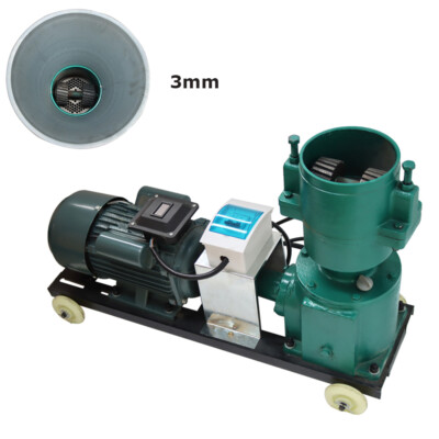 2 Head Rollers 220V 3KW 3MM Holes Farm Animal Pellet Feed Mill Machine 150KG/h