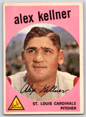 1959 Topps ALEX KELLNER #101 St Louis CARDINALS White back gum residue FREE Ship