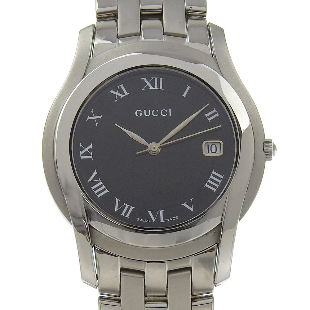 Montres GUCCI 5500M cadran noir acier inoxydable quartz affichage analogique homme