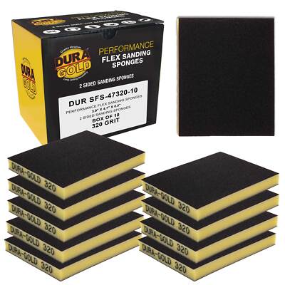 320 Grit Double-Sided Sanding Sponges, Box of 10 - Performance Flex 4.7'' x 3.9''