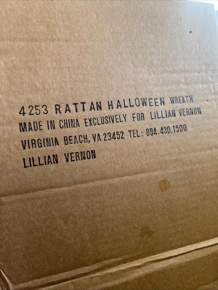 Corona de Halloween de ratán 4253 de Lillian Vernon caja abierta nueva Foto 2 de 3