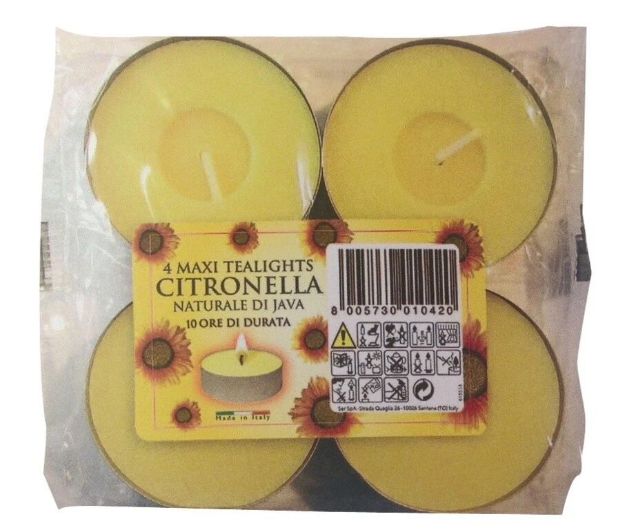 2 x Prices Maxi Large Citronella Tealights Candles Fragranced Tea Lights Pk 4 - Image 3 of 3