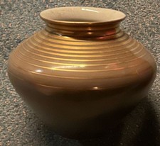 Vase Fürstenberg grau taupe Streifen gold  Art Deco Geschenk NEU