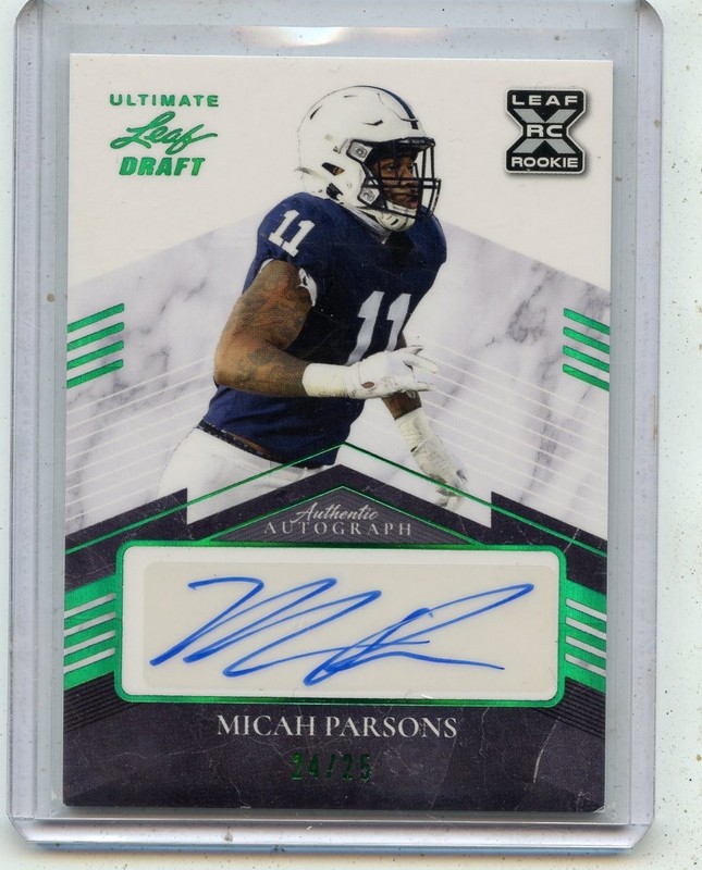 2021 LEAF #BA-MP1 MICAH PARSONS AUTOGRAPH ROOKIE CARD RC SP #24/25, PENN STATE