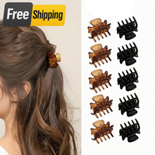 12pcs Mini Hair Claw Clips Clamps Small  Black Brown 2CM Hair Clips Grips Set UK