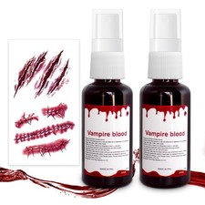 2pcs Halloween Fake Blood Makeup Kit 1oz, Dripping 1 Fl Oz, Red