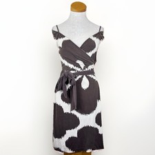 Diane Von Furstenberg Vintage Silk Wrap Dress Brown Floral Abstract Size 10