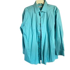 6318 Kenneth Cole Aqua Blue long sleeve Mens Button down Shirt Size 17